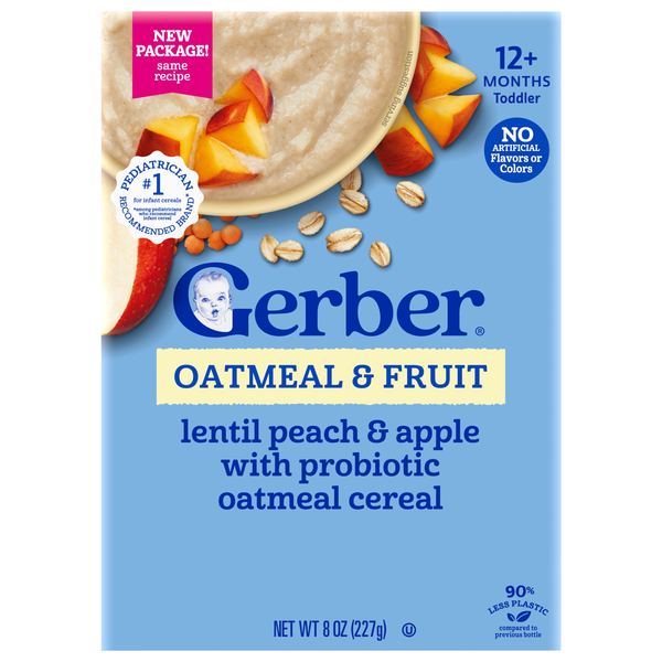 Gerber Oatmeal & Fruit Lentil Peach & Apple Toddler Cereal