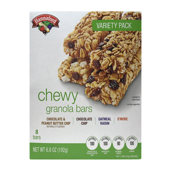 Hannaford Chewy Granola Bars Variety Pack - 8 ct