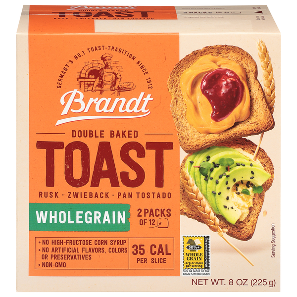 Brandt Wholegrain Double Baked Toast - 2 ct