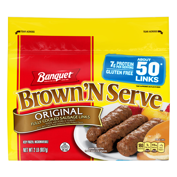 Banquet Brown 'N Serve Original Breakfast Sausage Links - apx 50 ct Frozen