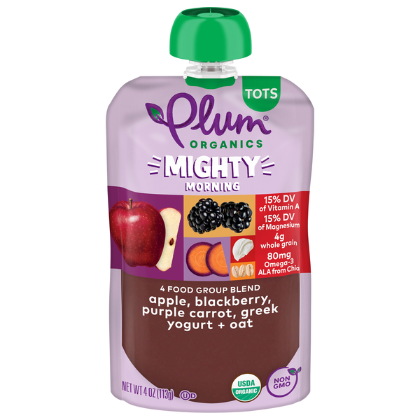 Plum Organics Tots Mighty Morning Apple Blackberry Purple Carrot Yogurt