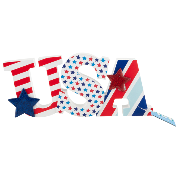 Smart Living Patriotic Wooden Word Decor USA Stars