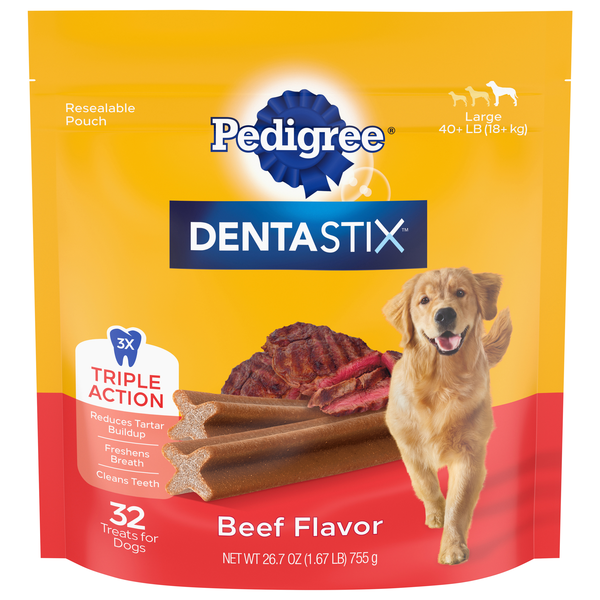 PEDIGREE DENTASTIX Beef Flavor Treats for Large Dogs - 32 ct