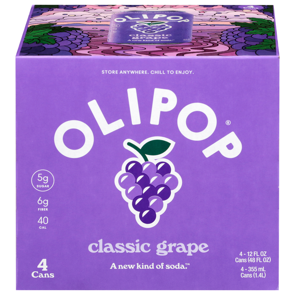 Olipop Classic Grape Prebioitc Soda - 4 pk