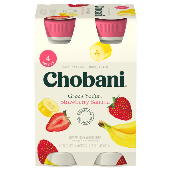 Chobani Low Fat Strawberry Banana Greek Yogurt Drink - 4 ct