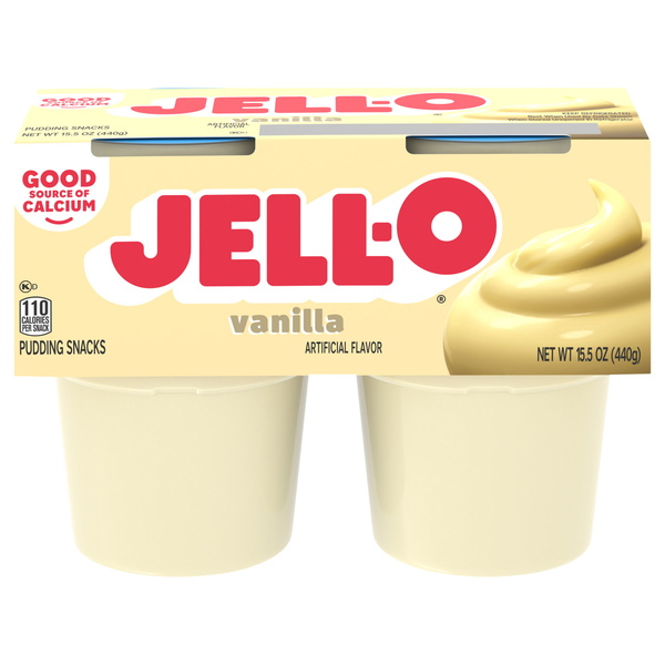 Jell-O Vanilla Pudding Snack Cups - 4 ct