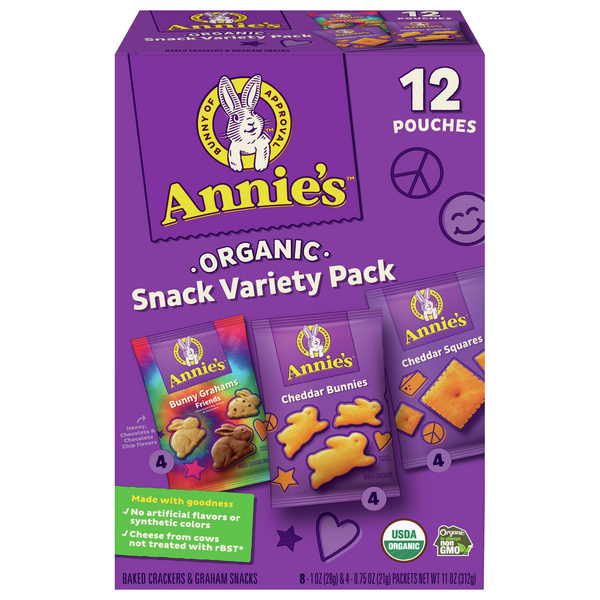 Save on Annie's Snack Variety Pack Baked Crackers & Graham Snacks Organic 12 ct Order Online
