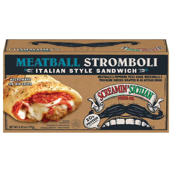 Screamin' Sicilian Italian Style Meatball Stromboli Frozen