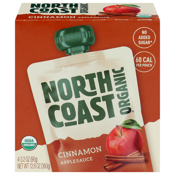 North Coast Organic Cinnamon Applesauce Pouches - 4 ct