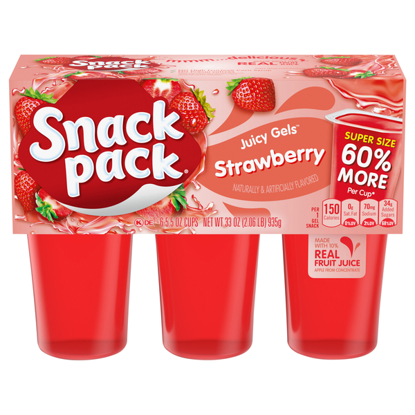 Snack Pack Strawberry Super Size Juicy Gels Cups - 6 ct