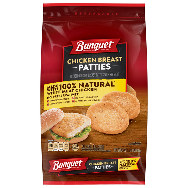 Banquet Breaded Chicken Breast Patties Frozen