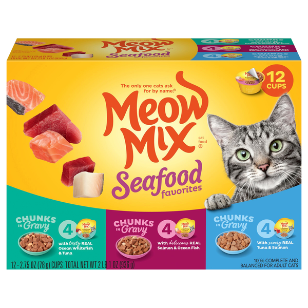 Meow Mix Seafood Favorites Variety Pack Adult Wet Cat Food - 12 ct