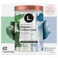 L. 100% Organic Cotton Core Unscented Regular + Super Tampons
