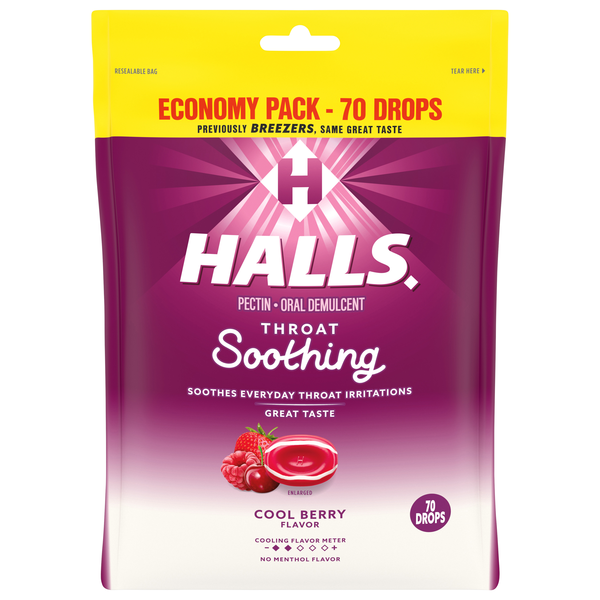 Halls Cool Berry Flavor Throat Soothing Drops Economy Pack