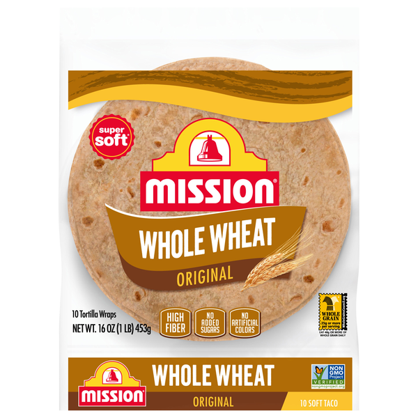 Mission Original Soft Taco Whole Wheat Flour Tortillas 8 Inch - 10 ct
