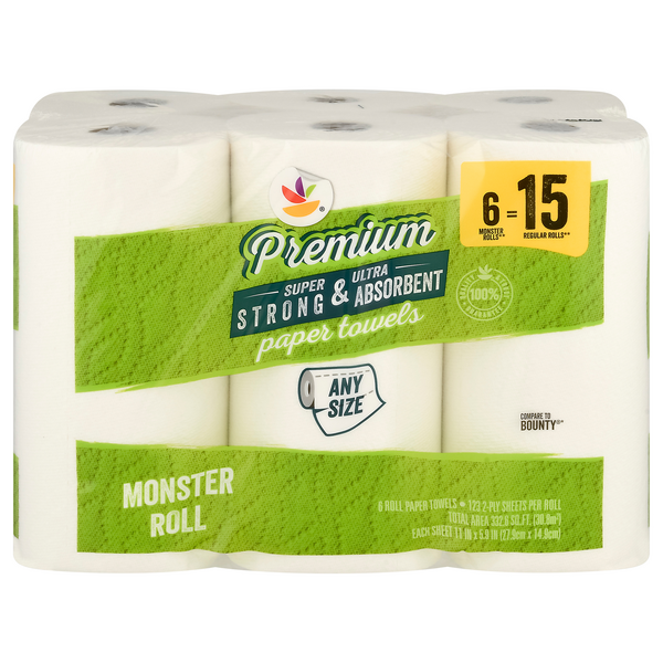 Our Brand Premium Any Size White Monster Roll 2-Ply Paper Towels - 6 ct