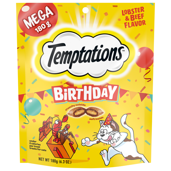Temptations Birthday Lobster & Beef Flavor Crunchy & Soft Cat Treats