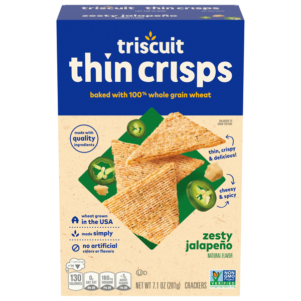 Triscuit Thin Crisps Zesty Jalapeno Whole Grain Wheat Crackers