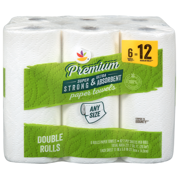 Giant Premium Any Size White Double Roll 2-Ply Paper Towels - 6 ct