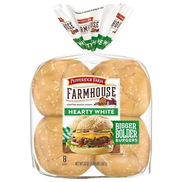 Pepperidge Farm Farmhouse Hearty White Hamburger Buns - 8 ct