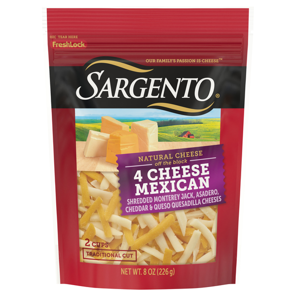 Sargento Off The Block Traditional Cut Shredded Mexican 4 Cheese Blend