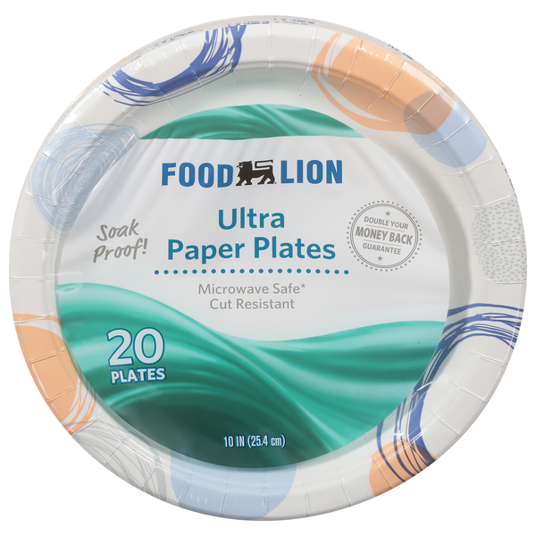 Food Lion Ultra Paper Plates Cut Resistant Soak Proof 10 Inch