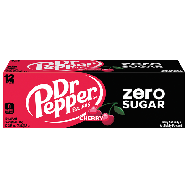 Dr Pepper Zero Sugar Cherry Soda - 12 pk