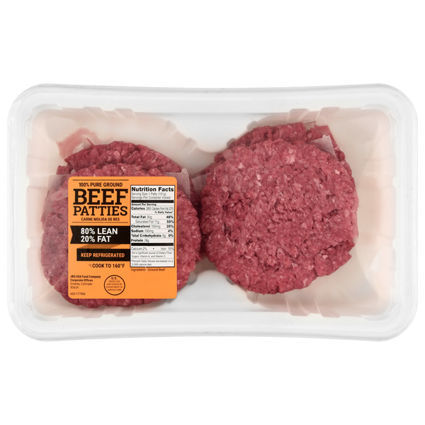 Hannaford 80% Lean 100% Pure Ground Beef Patties - 4 ct Fresh