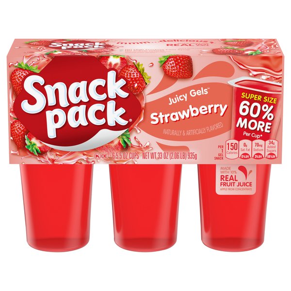 Snack Pack Strawberry Super Size Juicy Gels Cups - 6 ct