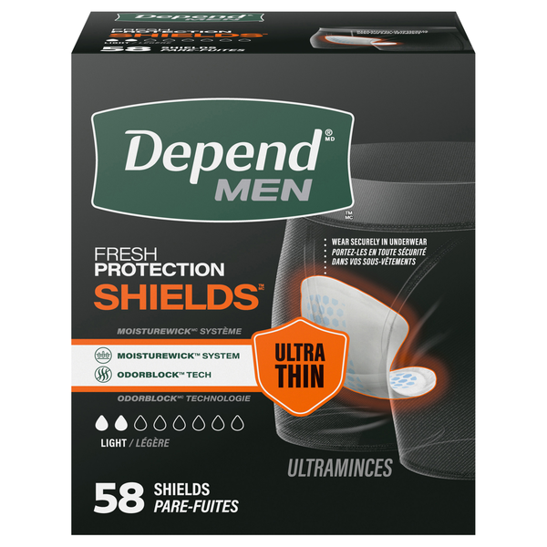 Depend Men's Shields Incontinence Pads Light