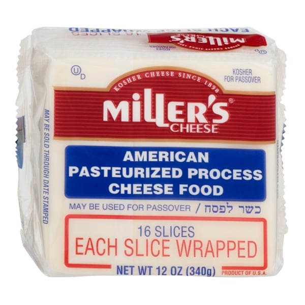 Miller's Kosher White American Cheese Slices - 16 ct