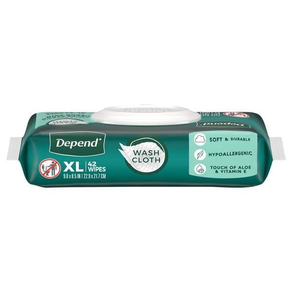 Depend Disposable Wash Cloths XL