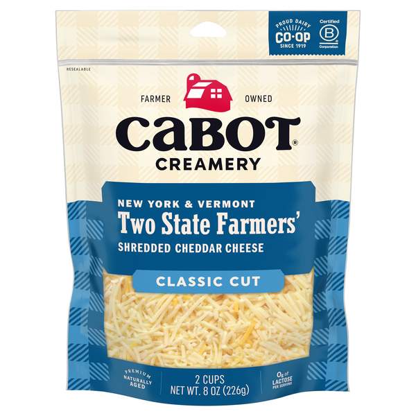 Cabot Creamery Classic Cut Shredded Two State Farmers' Cheddar Cheese