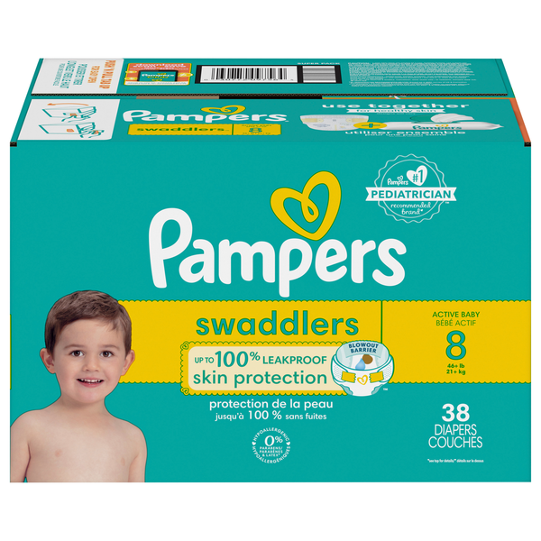 Pampers Swaddlers Size 8 Active Baby Diapers 46+ lb