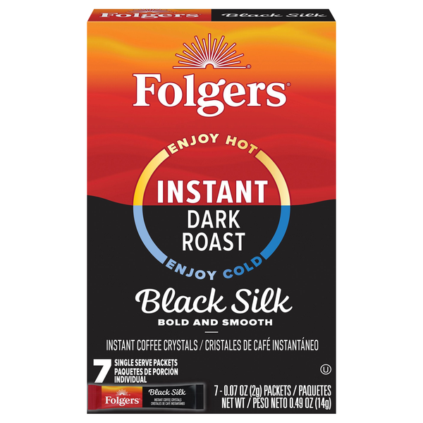 Folgers Black Silk Dark Roast Instant Coffee Crystal Packets