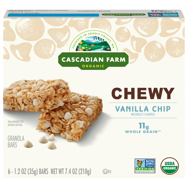 Cascadian Farm Organic Chewy Vanilla Chip Granola Bars - 6 ct