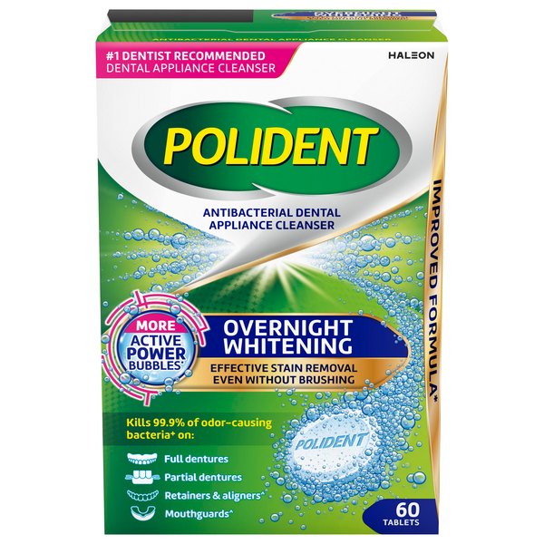 Polident Overnight Whitening Dental Appliance Cleanser Tablets
