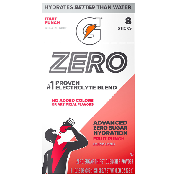 Gatorade Zero Sugar Fruit Punch Thirst Quencher Powder Sticks - 8 ct