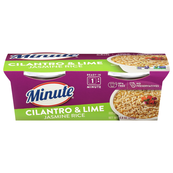 Minute 60 Second Microwave Cilantro Lime Flavored Jasmine Rice Cups - 2 ct