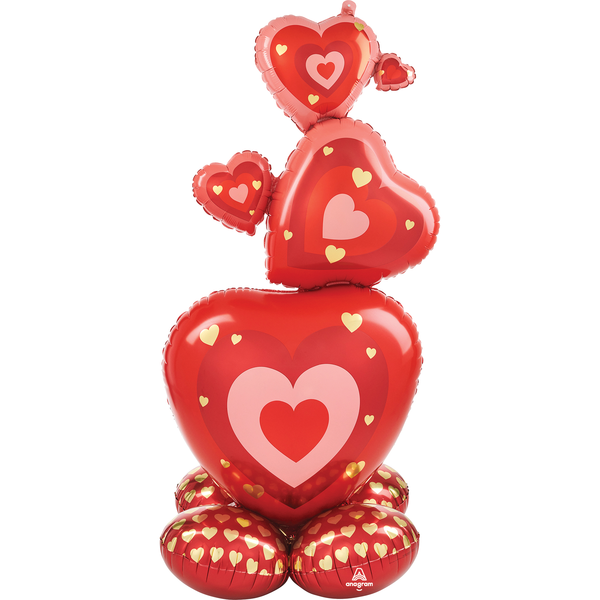 AirLoonz Valentine Stack Hearts 36 Inch Decorative Air-Filled Balloon