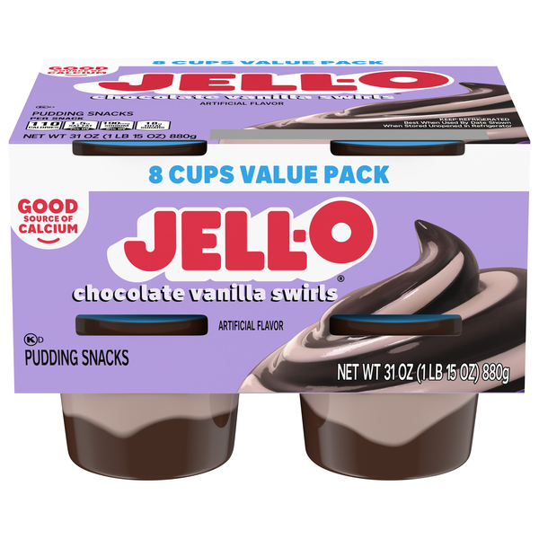 Jell-O Chocolate Vanilla Swirls Pudding Snack Cups - 8 ct