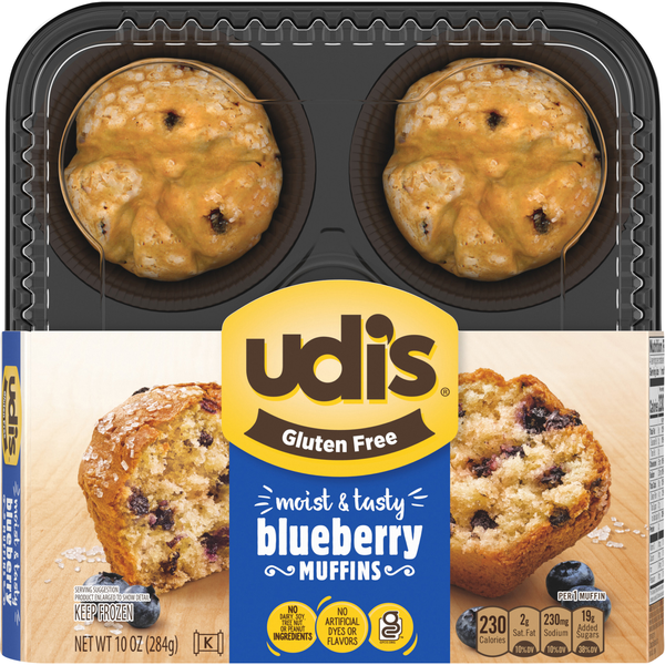 Udi's Gluten Free Blueberry Muffins - 4 ct Frozen
