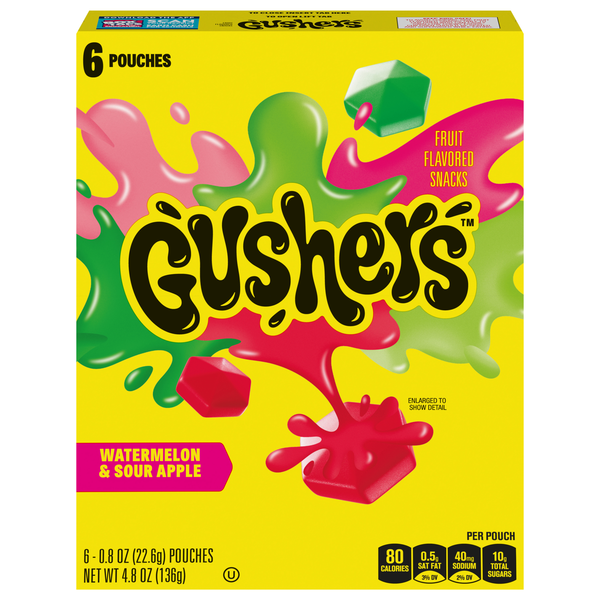 Gushers Watermelon & Sour Apple Fruit Flavored Snacks - 6 ct