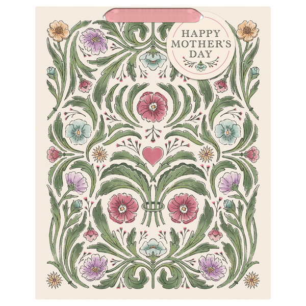 Hallmark Large Mother's Day Gift Bag Painted Flower & Leaves 13 Inch