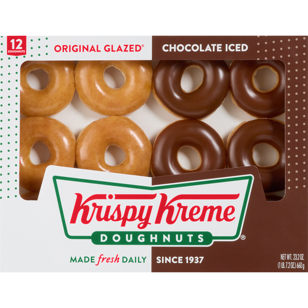 Krispy Kreme Original Glazed & Chocolate Iced Donuts - 12 ct
