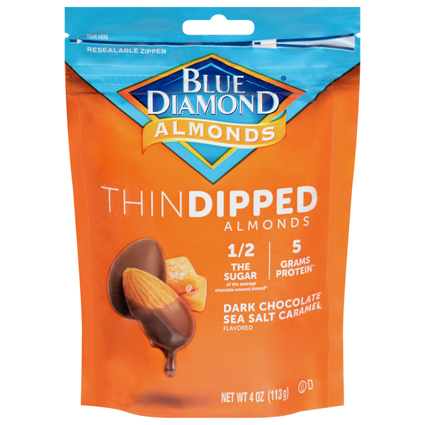 Blue Diamond Thin Dipped Dark Chocolate Sea Salt Caramel Almonds