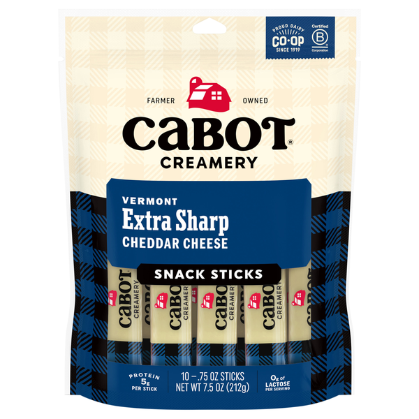 Cabot Vermont Extra Sharp Cheddar Cheese Snack Sticks - 10 ct