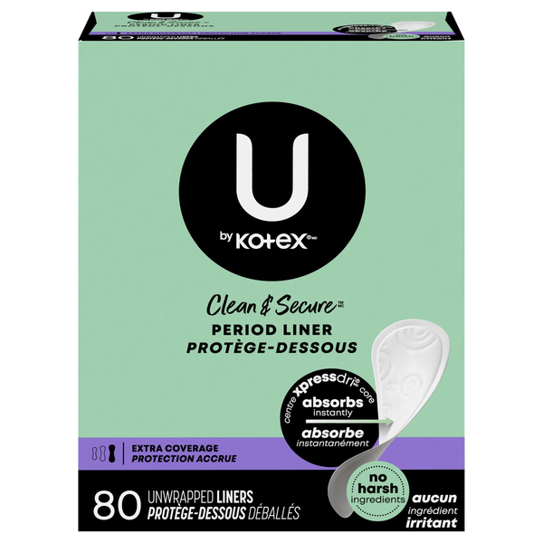U by Kotex Clean & Secure Unscented Extra Coverage Liners