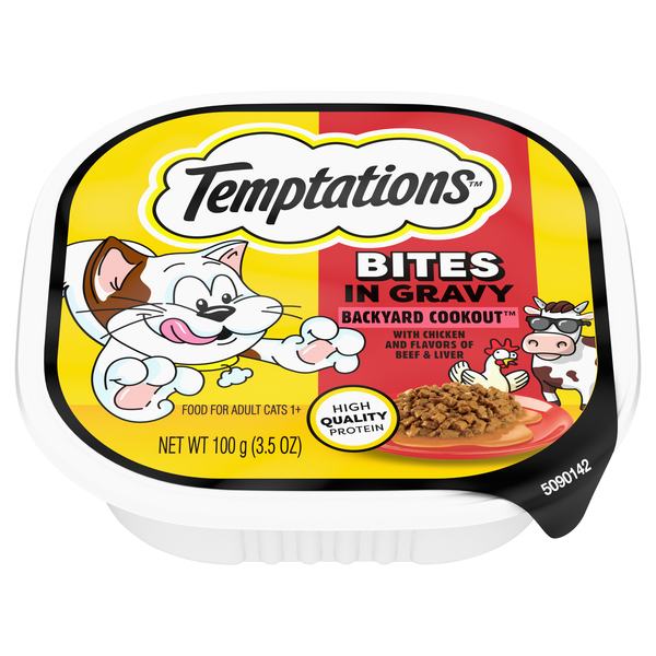 Temptations Backyard Cookout Bites in Gravy Adult Wet Cat Food