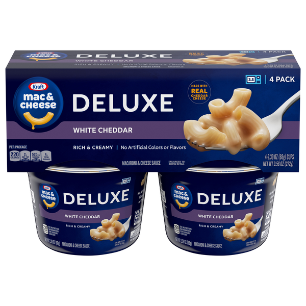 Kraft Deluxe White Cheddar Mac & Cheese Dinner Microwaveable Cup - 4 ct